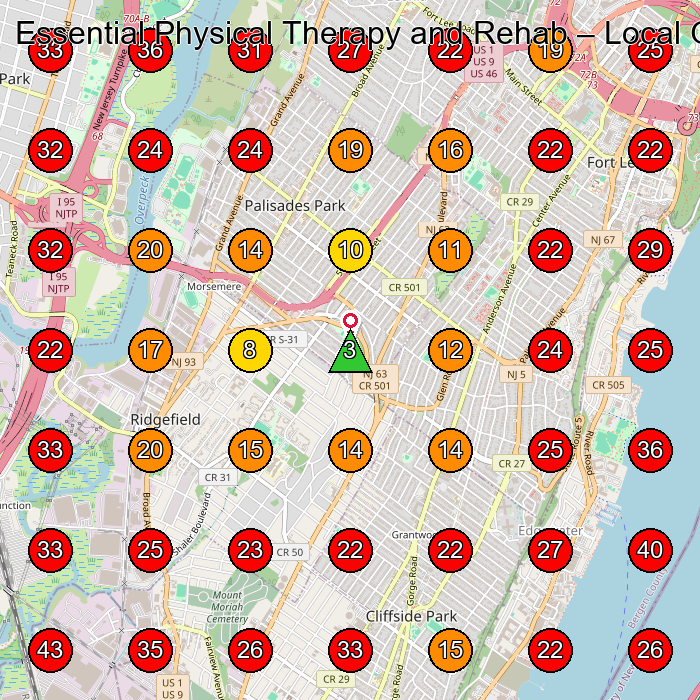 Essential Physical Therapy and Rehab GeoGrid visibility map for Physical Therapy Clinic in Fort Lee